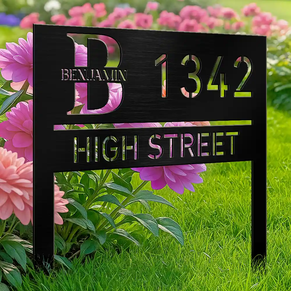 Welcome House Address Number Sign - Personalized Metal Garden Stake - Image 4