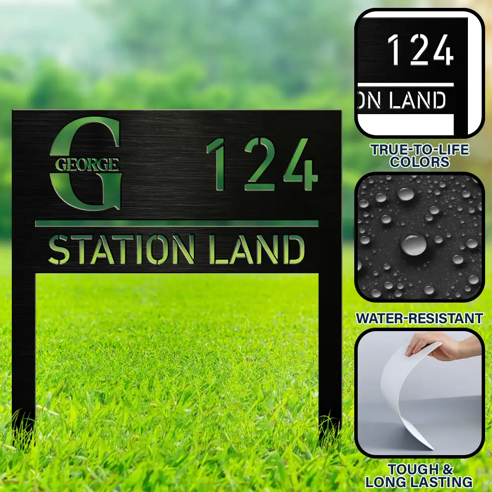 Welcome House Address Number Sign - Personalized Metal Garden Stake - Image 6