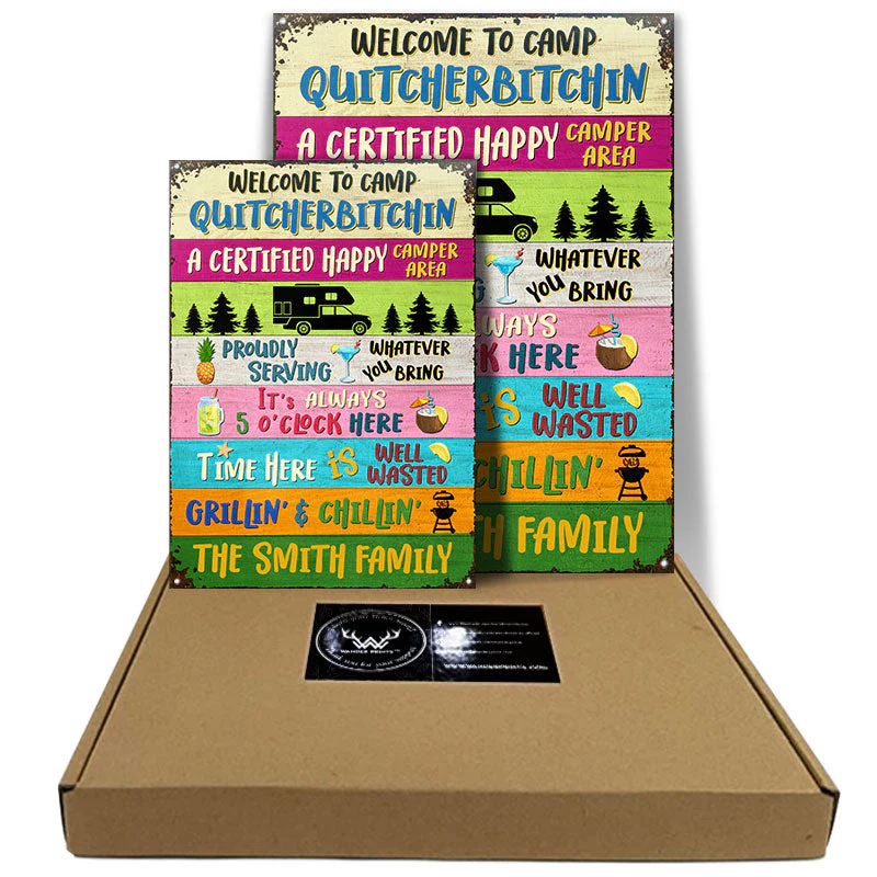 Welcome To Camp Proudly Serving Camping - Personalized Custom Classic Metal Signs - Image 2