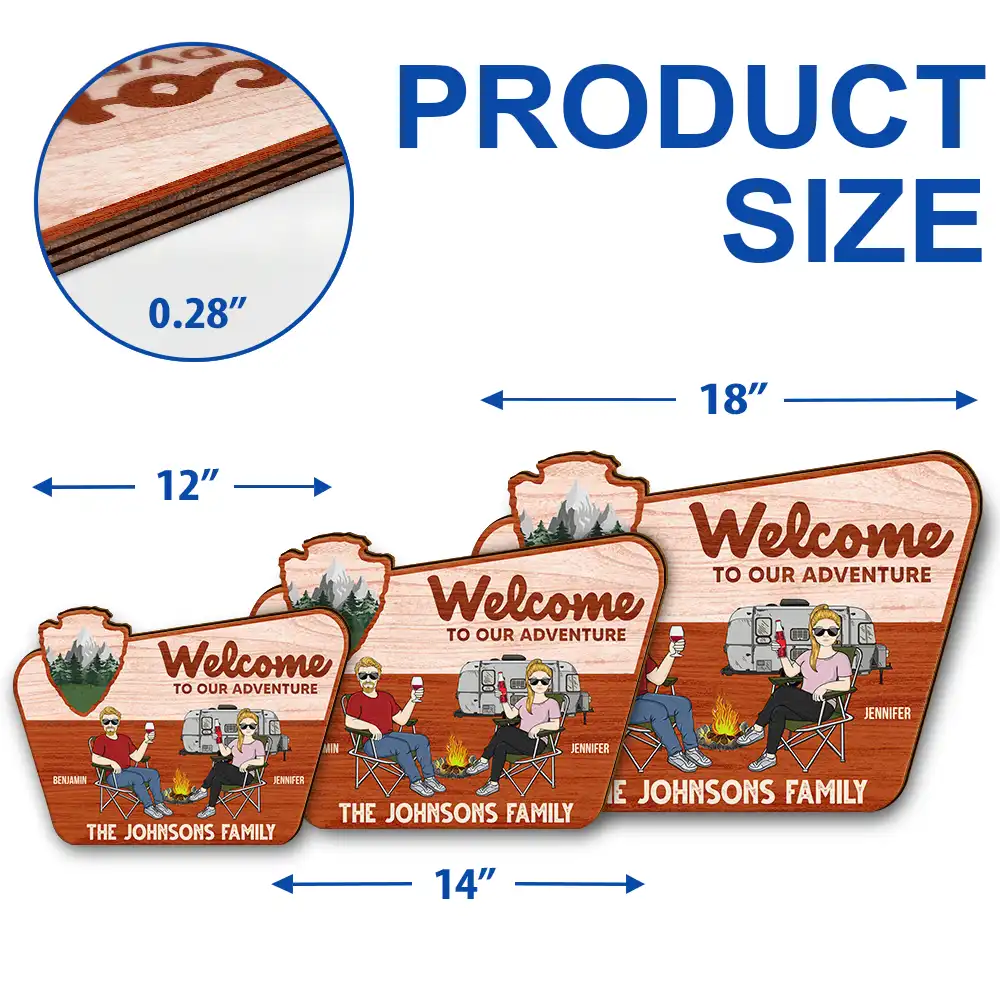 Welcome To Our Adventure - Personalized Custom Shaped Wood Sign - Image 5