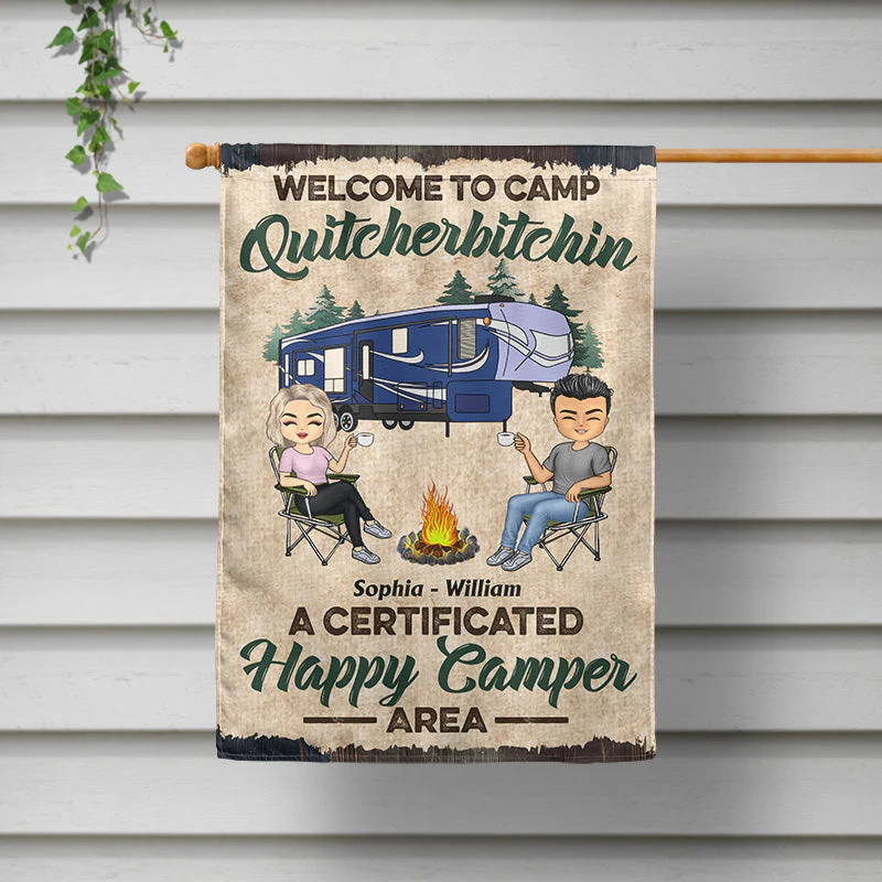 Welcome to Our Campsite Camper - Gift For Camping Friends - Personalized Custom Flag - Image 2