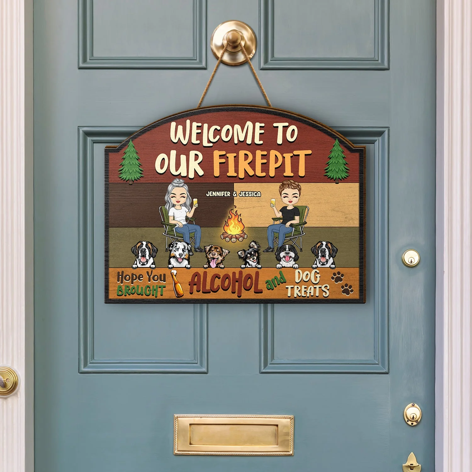 Welcome To Our Campsite Dog Treats - Gift For Couples - Personalized Custom Shaped Wood Sign - Image 3
