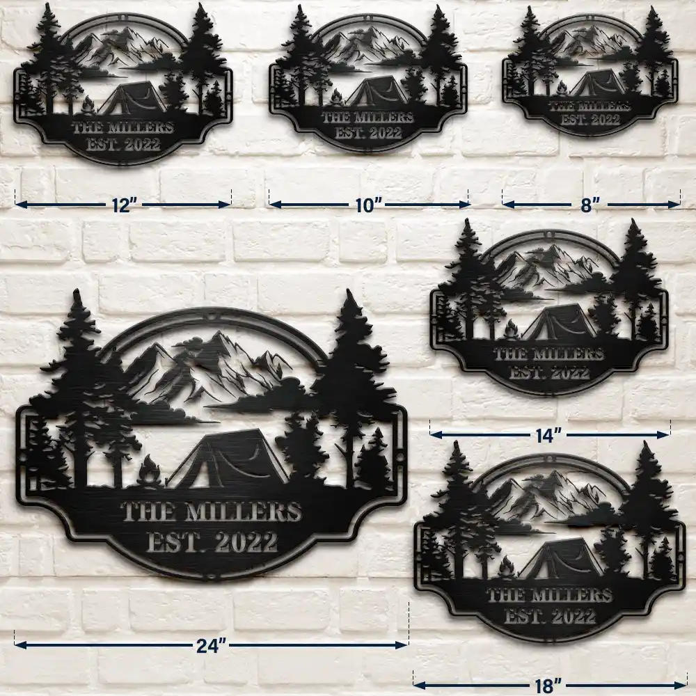 Welcome To Our Campsite - Personalized Cutout Metal Sign - Image 6