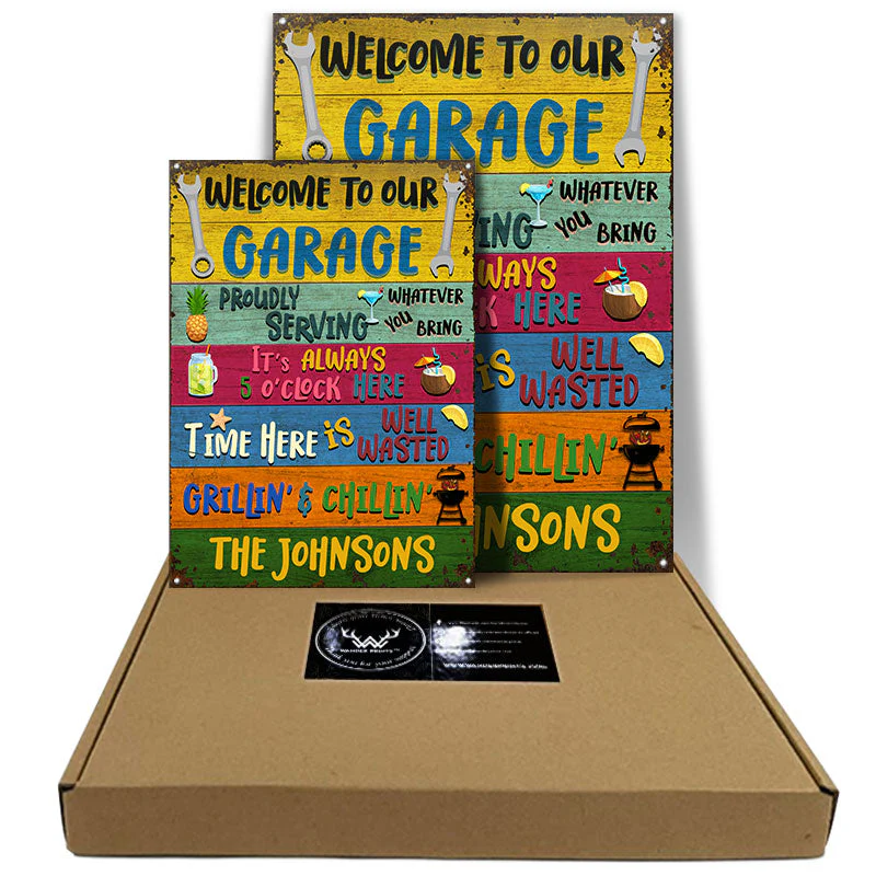 Welcome To Our Garage - Personalized Custom Classic Metal Signs - Image 3