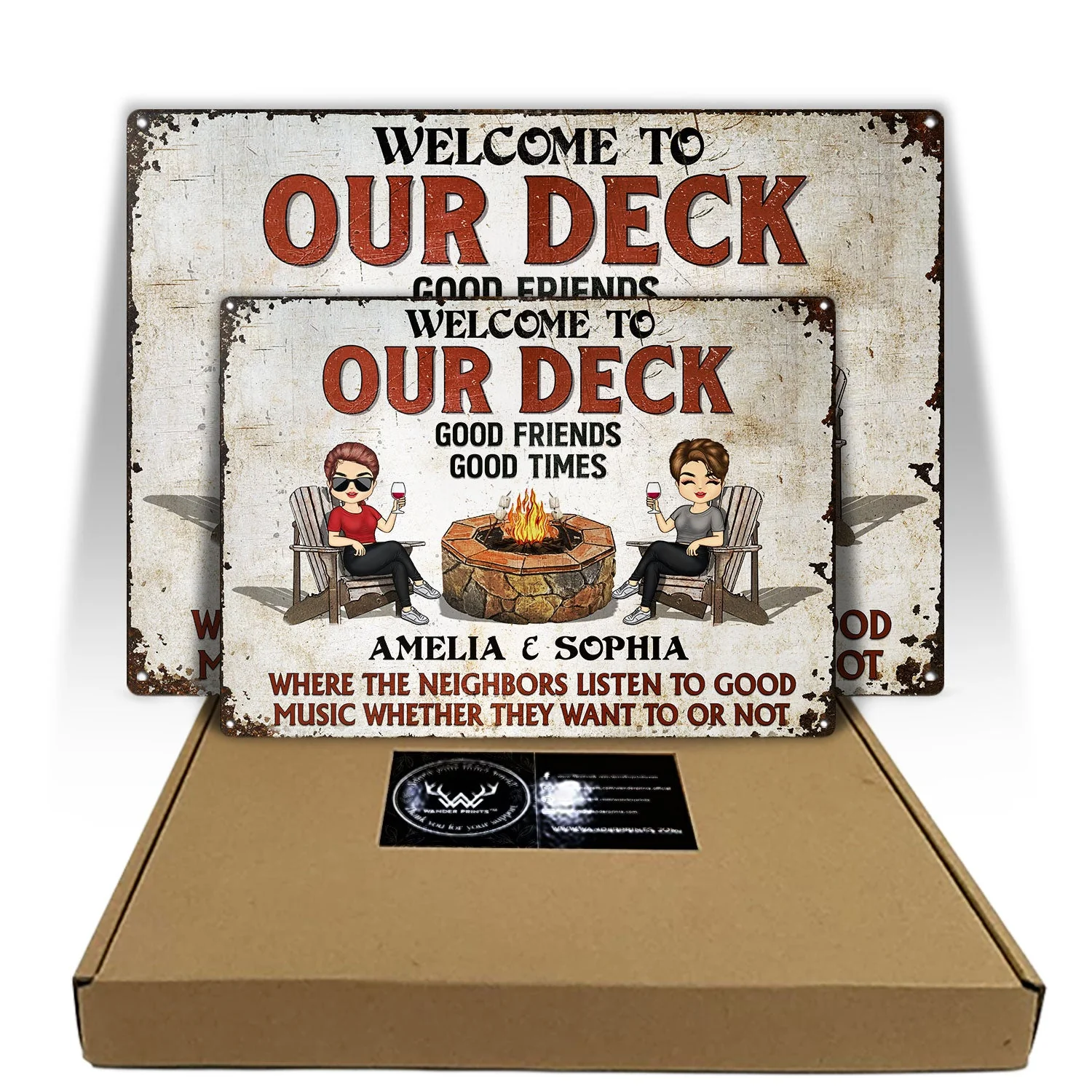 Welcome To Our Patio Grilling Listen To The Good Music - Backyard Sign - Personalized Custom Classic Metal Signs - Image 3