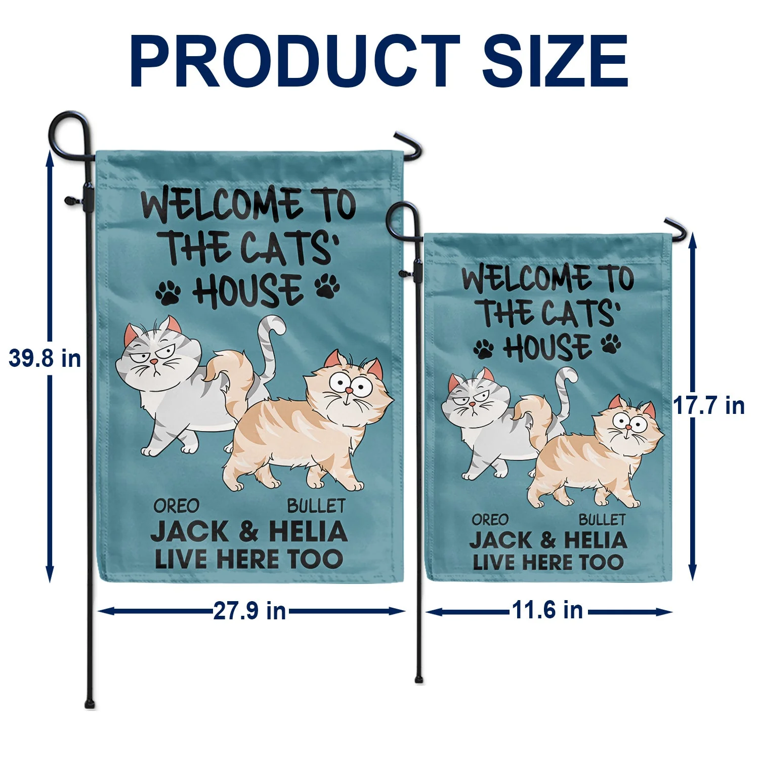 Welcome To The Cats' House Funny Cartoon Style - Home Decor Gift For Cat Lovers - Personalized Flag - Image 5