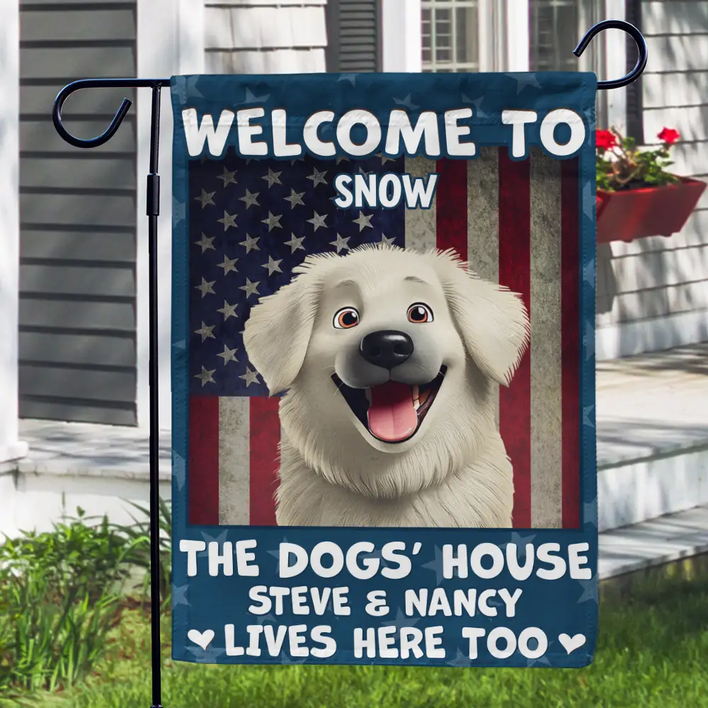 Welcome To The Dog House 3d Effect - Personalized Flag - Image 3