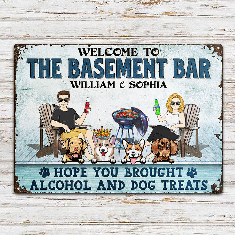 Welcome To The Poolside Hope You Brought Alcohol And Dog Treats Couple Dog Lovers - Backyard Sign - Personalized Custom Classic Metal Signs - Image 2