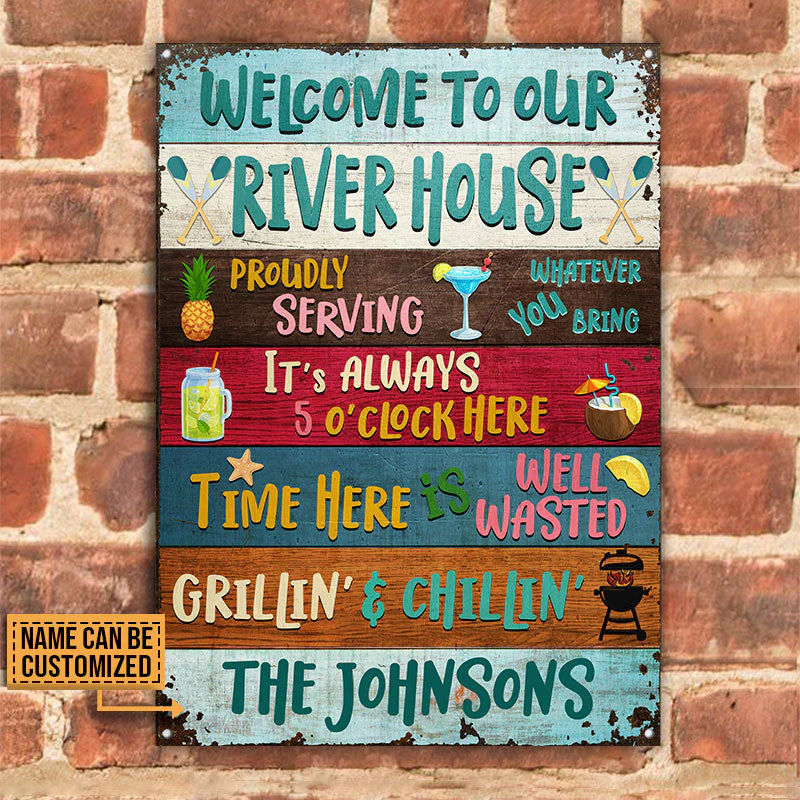 Welcome To The River House Custom Classic Metal Signs, Wall Art Decor - Image 2
