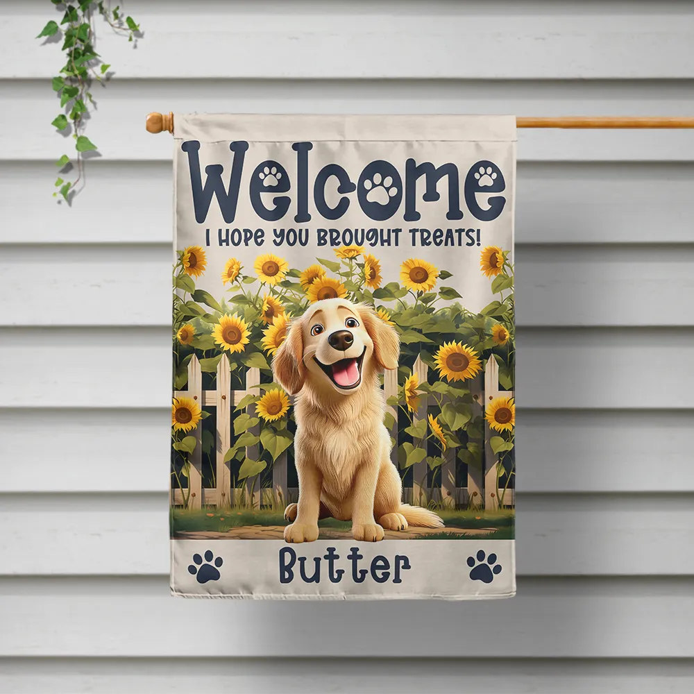 Welcome We Hope You Brought Treats 3D Effect Dogs - Personalized Flag - Image 2