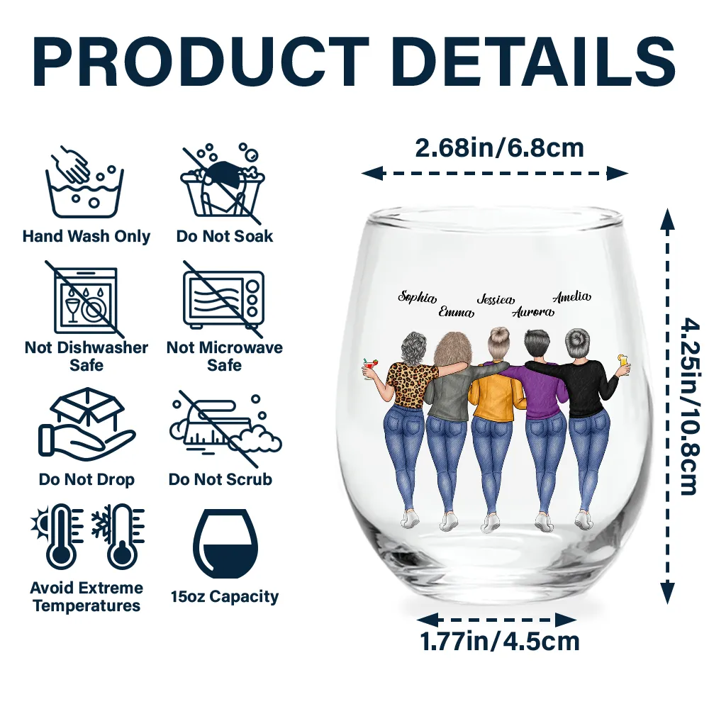 We'll Be Friends Until We're Old And Senile Bestie - Personalized Stemless Wine Glass - Image 5