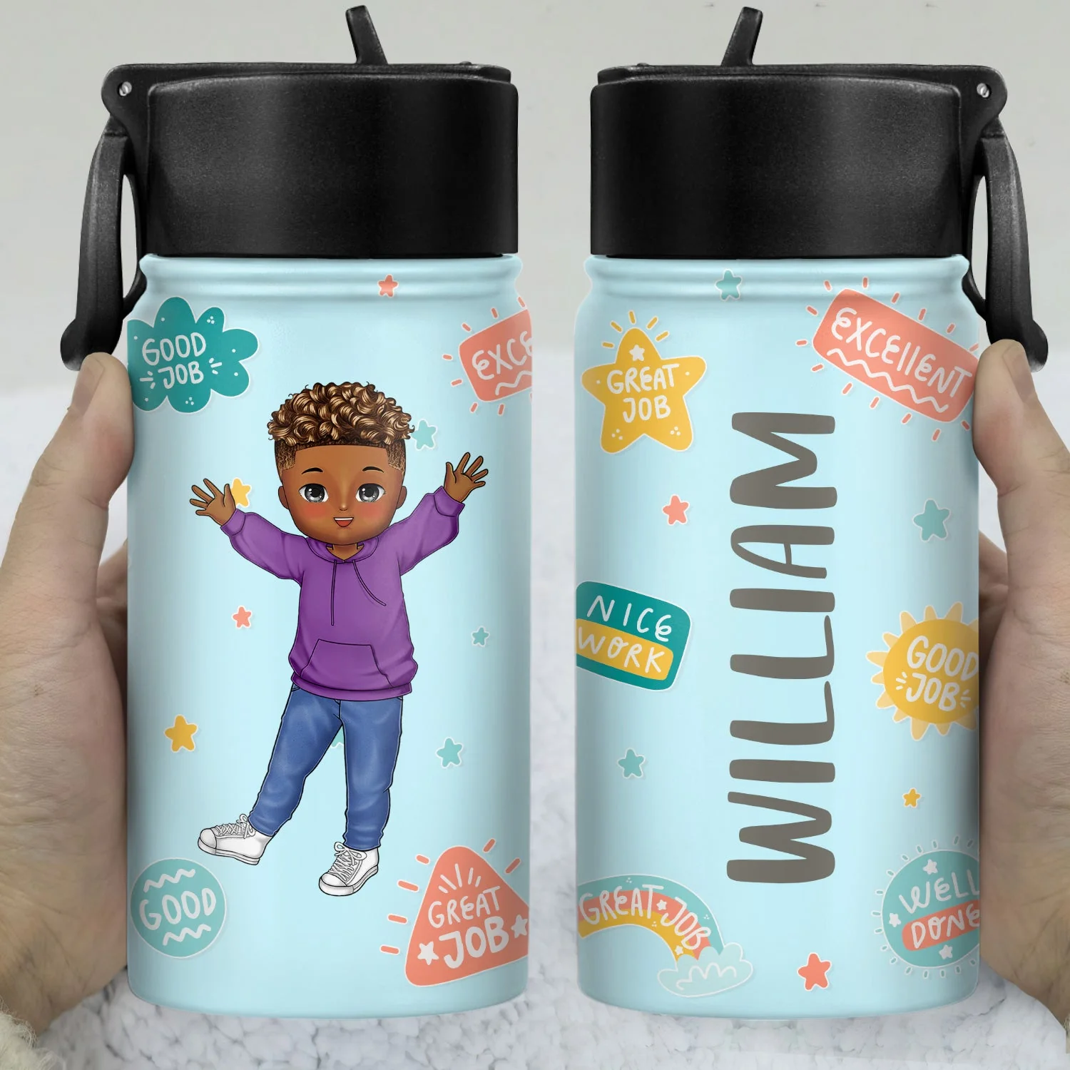Well Done Awesome Encouragement - Gift For Kids - Personalized Kids Water Bottle - Image 3
