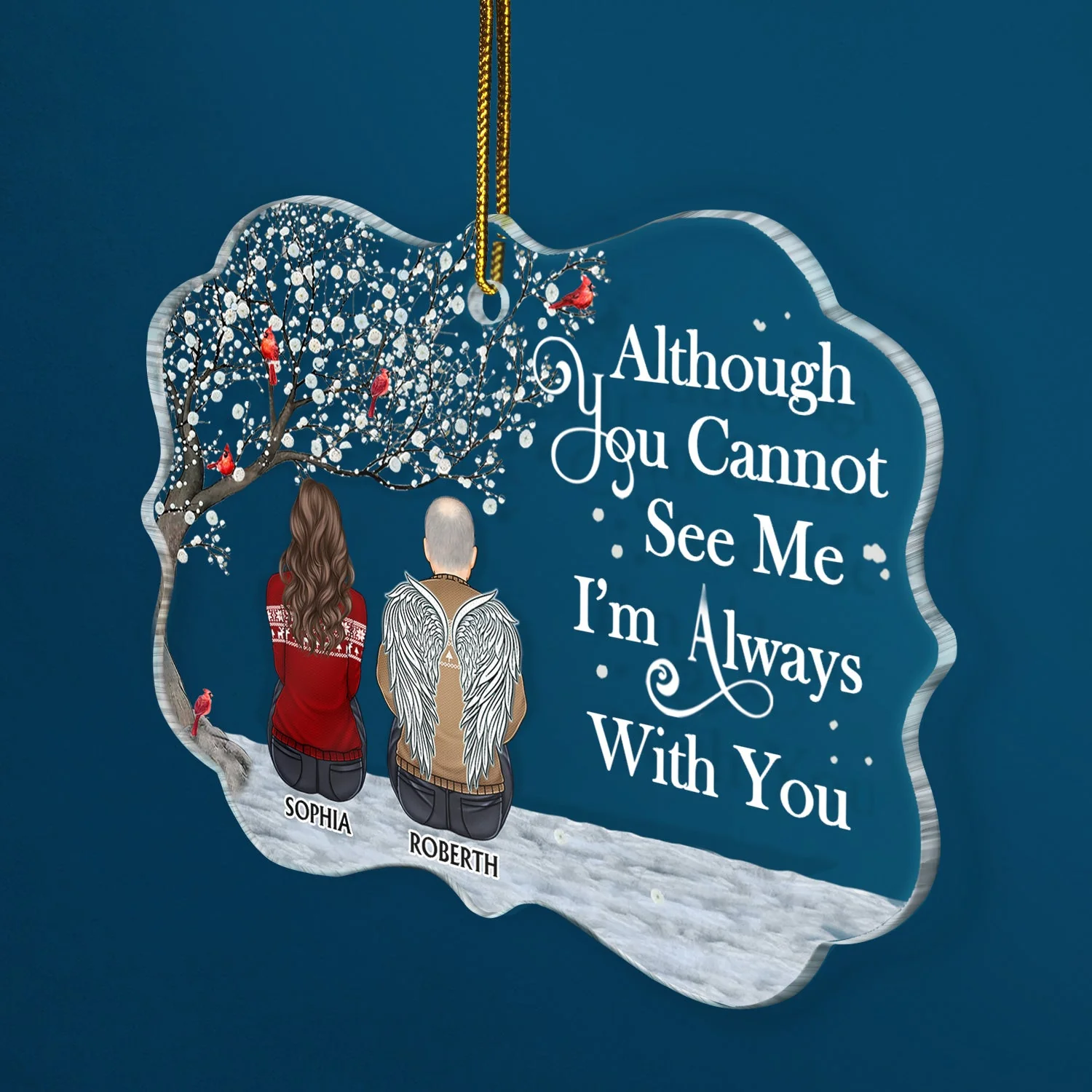 We're Always With You - Christmas, Memorial Gift For Family, Friends - Personalized Medallion Acrylic Ornament - Image 2