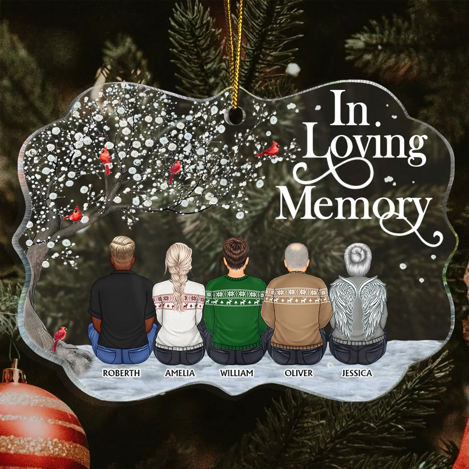 We're Always With You - Christmas, Memorial Gift For Family, Friends - Personalized Medallion Acrylic Ornament - Image 3