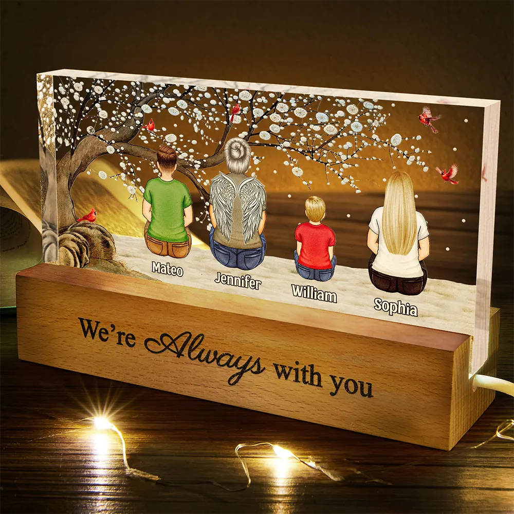 We're Always With You Memorial Family - Personalized Rectangle LED Light - Image 5
