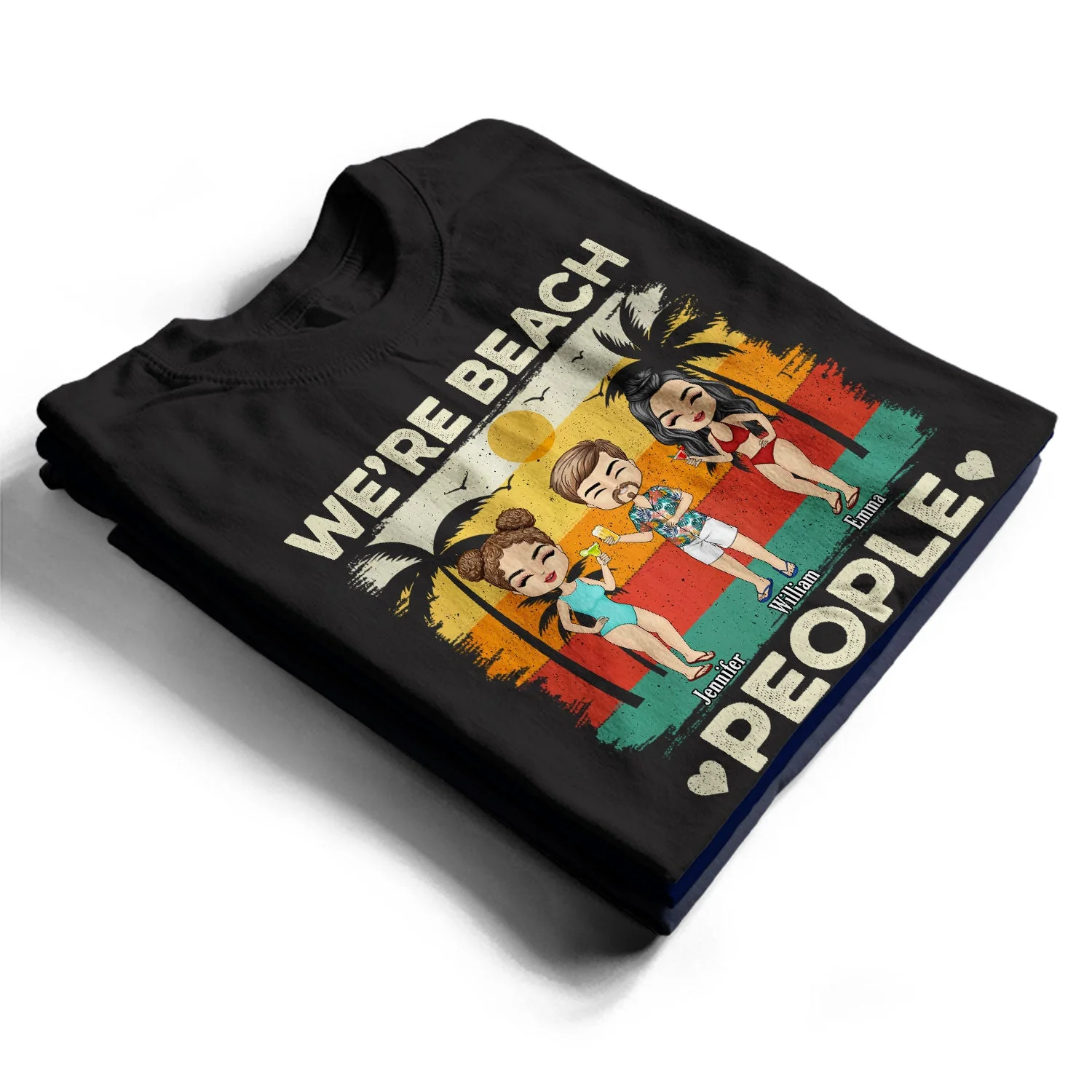 We're Beach People - Birthday, Summer Gift For Besties, BFF Best Friends, Siblings, Travelers, Traveling Lovers - Personalized Custom T Shirt - Image 2