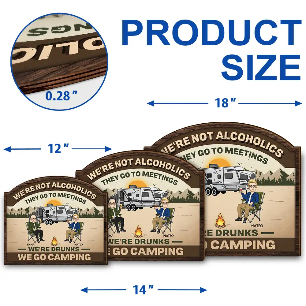 We're Drunks We Go Camping Friends & Family - Personalized Custom Shaped Wood Sign - Image 5