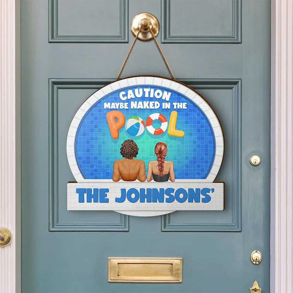 We're In The Pool Family - Personalized Custom Shaped Wood Sign - Image 3