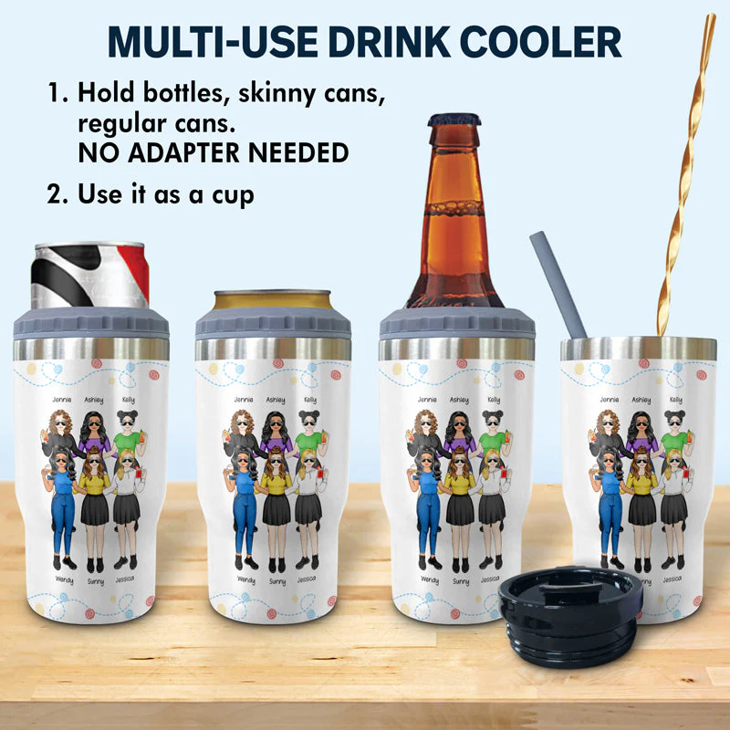 We're More Than Friends - Gift For Bestie - Personalized Custom Triple 3 In 1 Can Cooler - Image 2
