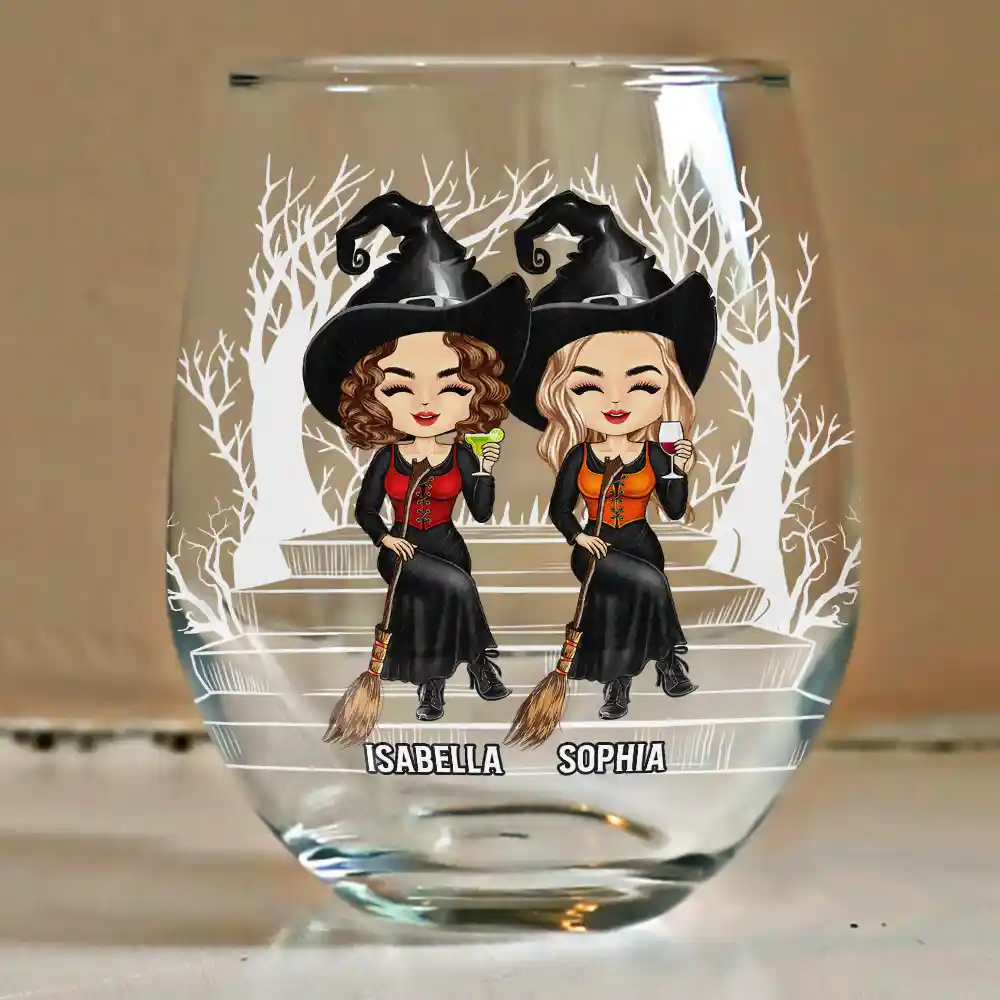 We're Not Sugar And Spice And Everything Nice Best Friends - Personalized Stemless Wine Glass - Image 4