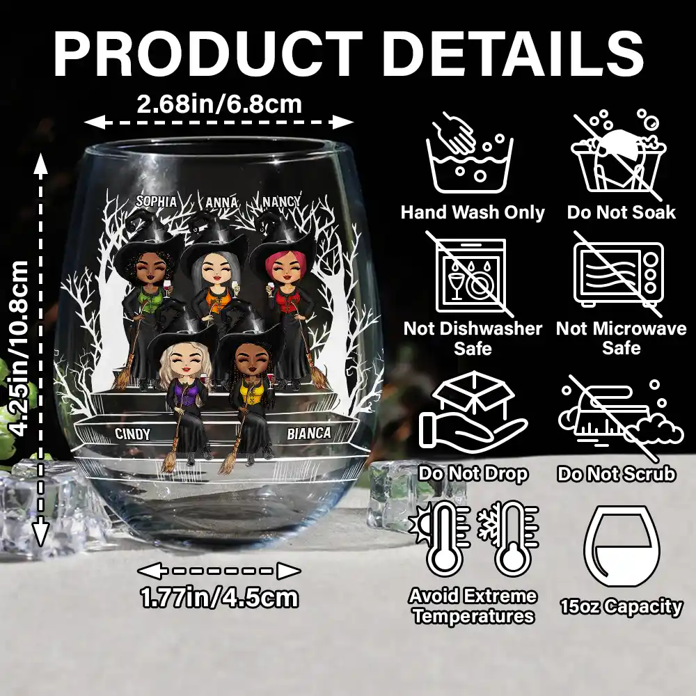 We're Not Sugar And Spice And Everything Nice Best Friends - Personalized Stemless Wine Glass - Image 5