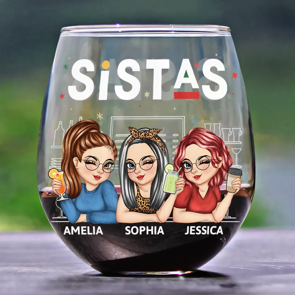 We're Not Sugar And Spice And Everything Nice Bestie - Personalized Stemless Wine Glass - Image 2