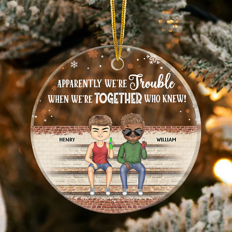 We're Not Sugar And Spice And Everything Nice We're Sage And Hood Christmas Best Friends - Bestie BFF Gift - Personalized Custom Circle Acrylic Ornament - Image 3