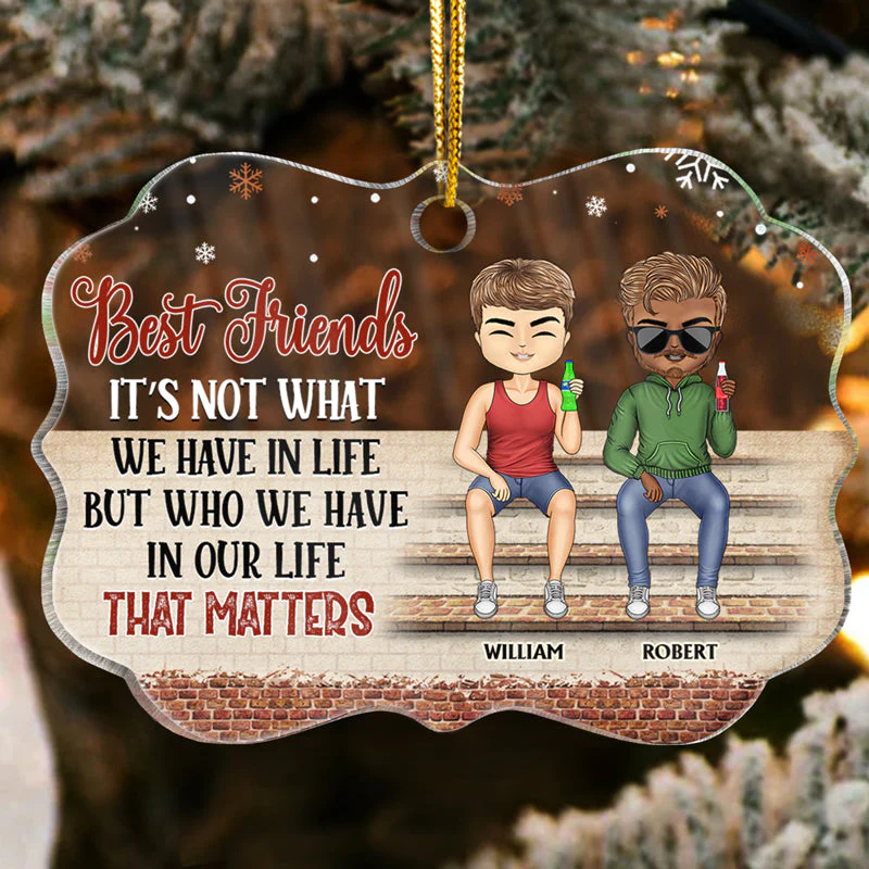 We're Not Sugar And Spice And Everything Nice We're Sage And Hood Christmas Best Friends - Bestie BFF Gift - Personalized Custom Medallion Acrylic Ornament - Image 2