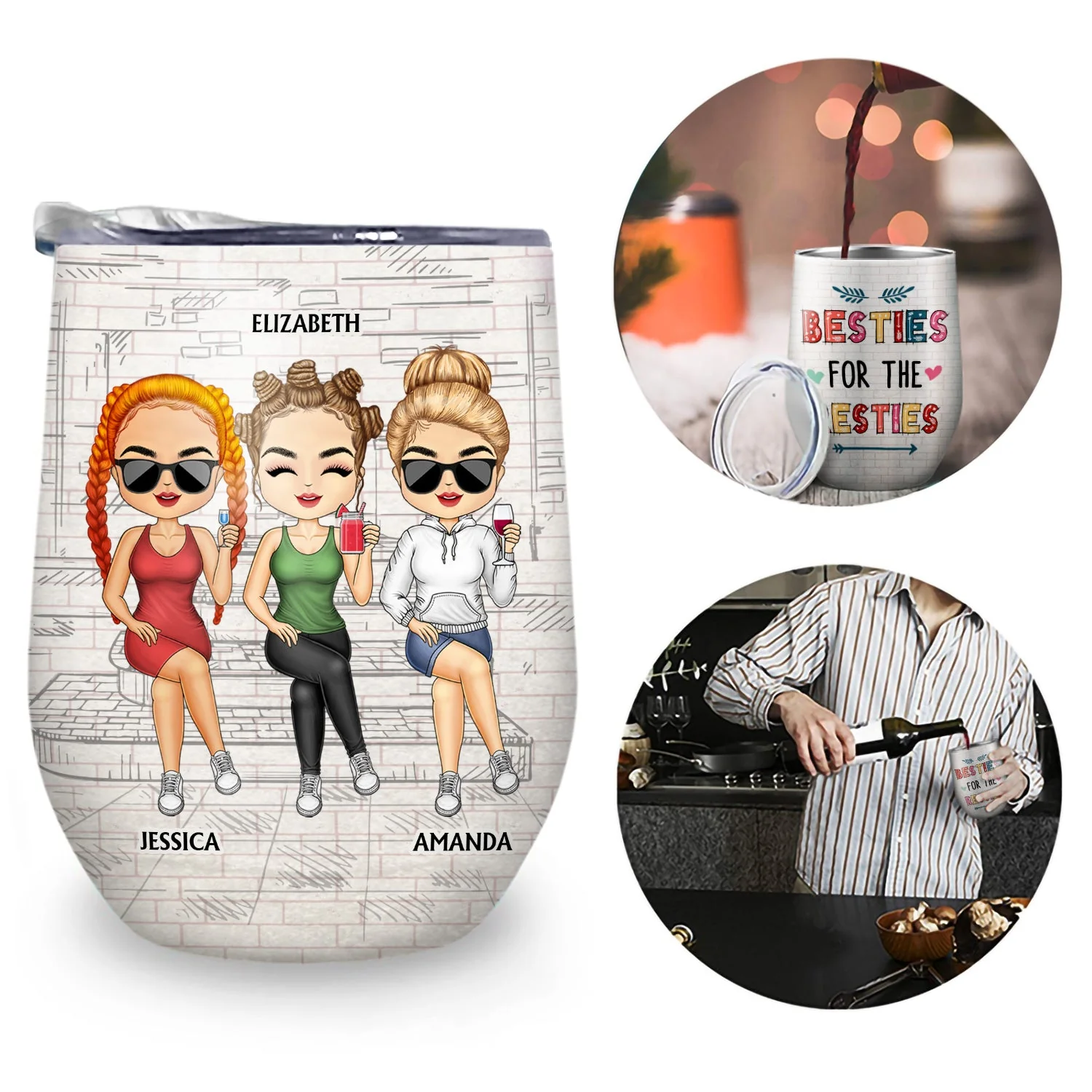 We're Not Sugar And Spice And Everything Nice We're Sage And Hood White Best Friends - Bestie BFF Gift - Personalized Custom Wine Tumbler - Image 2