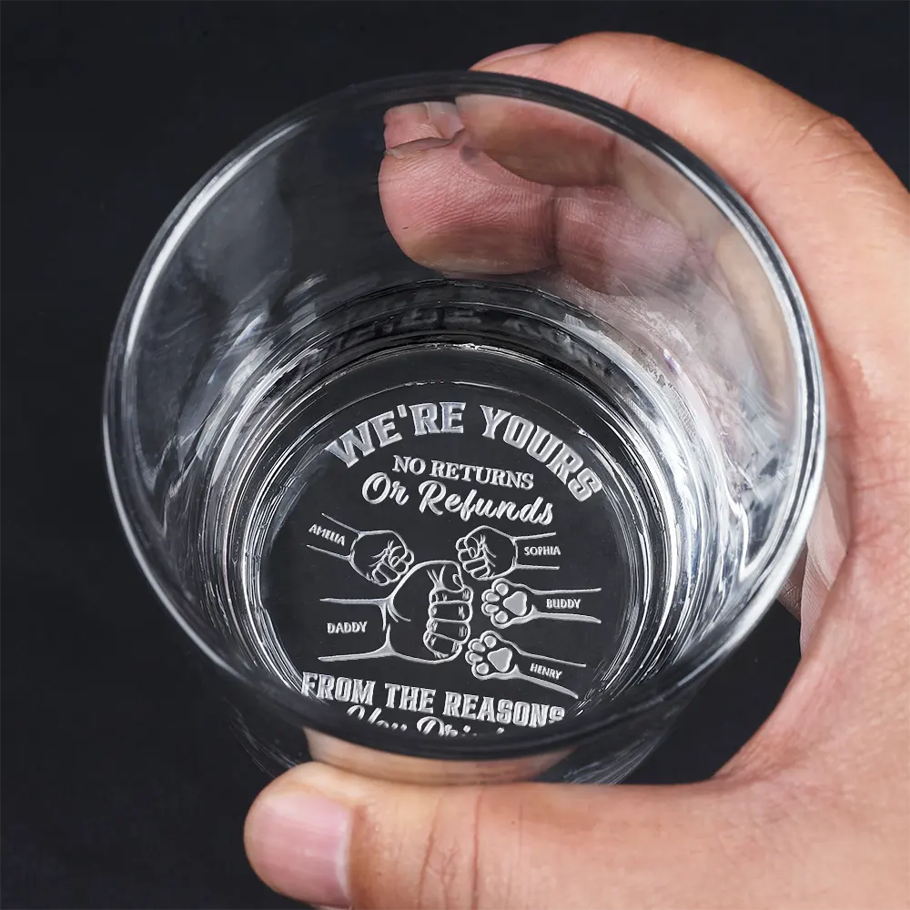 We're Yours No Returns Or Refunds Hand Punch - Personalized Engraved Whiskey Glass - Image 4