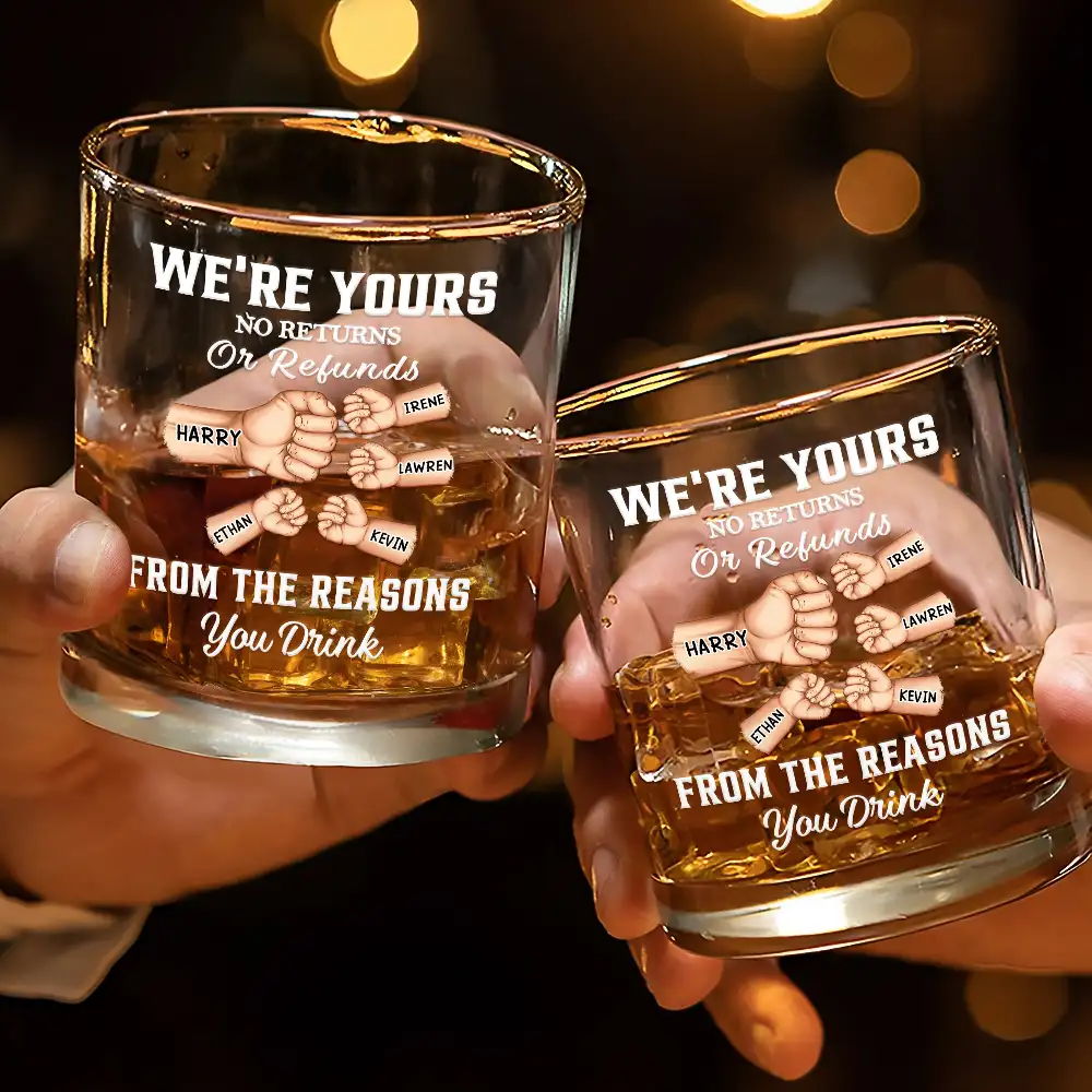 We're Yours No Returns Or Refunds Hand Punch - Personalized Whiskey Glass - Image 3