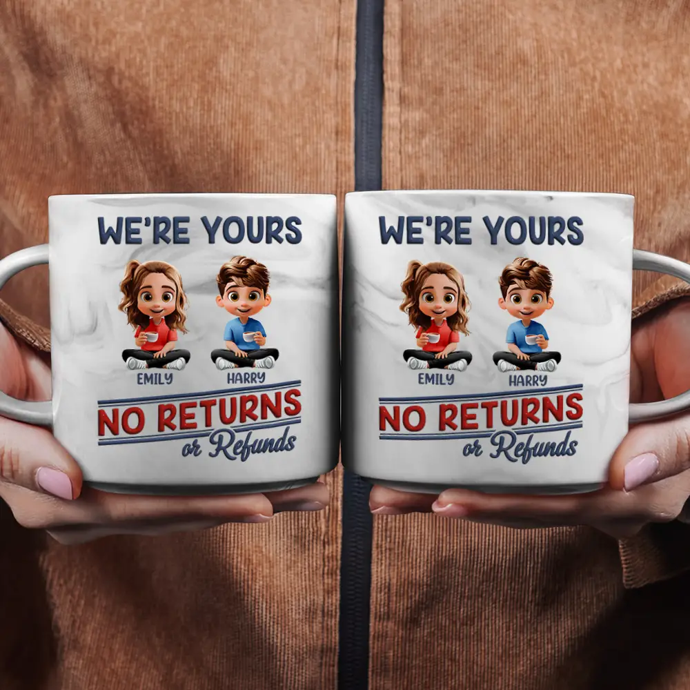 We're Yours No Returns Or Refunds Parents Grandparents - Personalized Marble Mug - Image 2