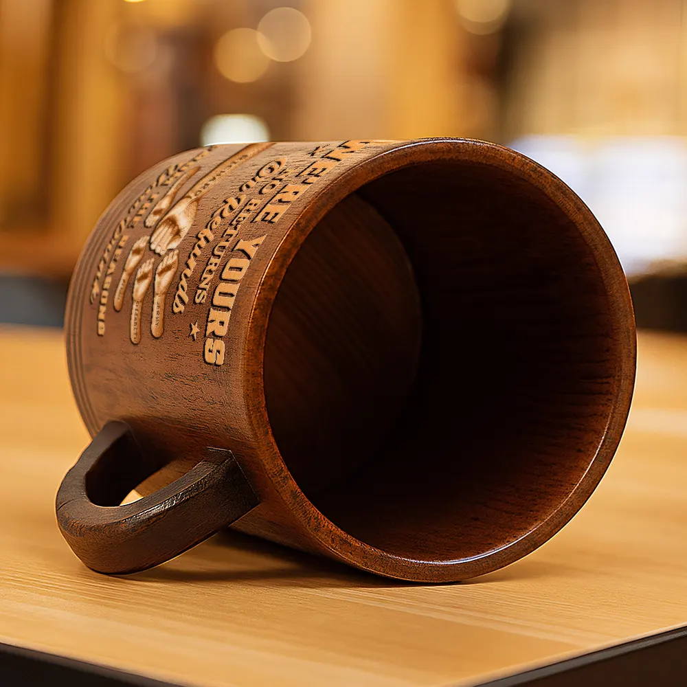 We're Yours No Returns Or Refunds Wood Hand Punch - Personalized Wooden Mug - Image 5
