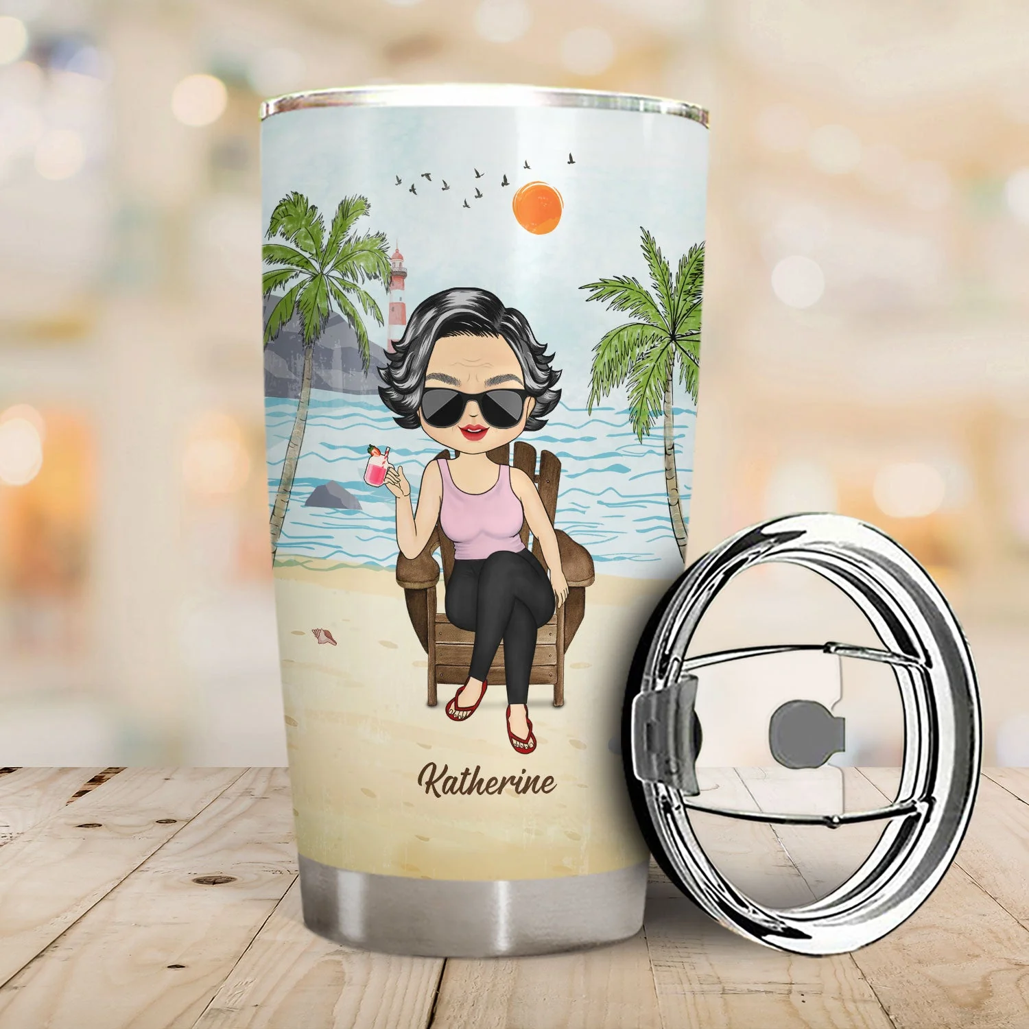 What Day Is Today Who Cares Summer Vibe, Beach - Retirement Gift - Personalized Custom Tumbler - Image 2