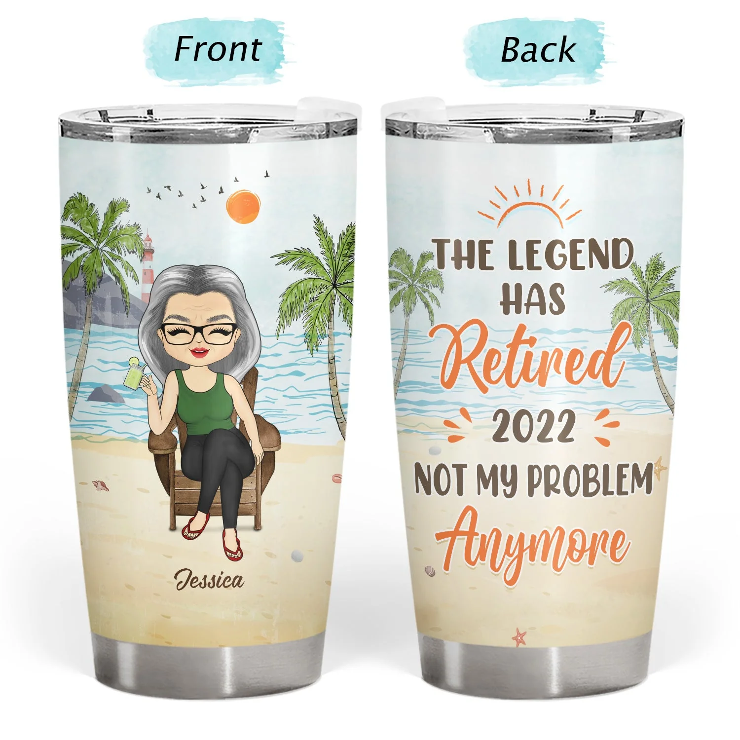 What Day Is Today Who Cares Summer Vibe, Beach - Retirement Gift - Personalized Custom Tumbler - Image 3