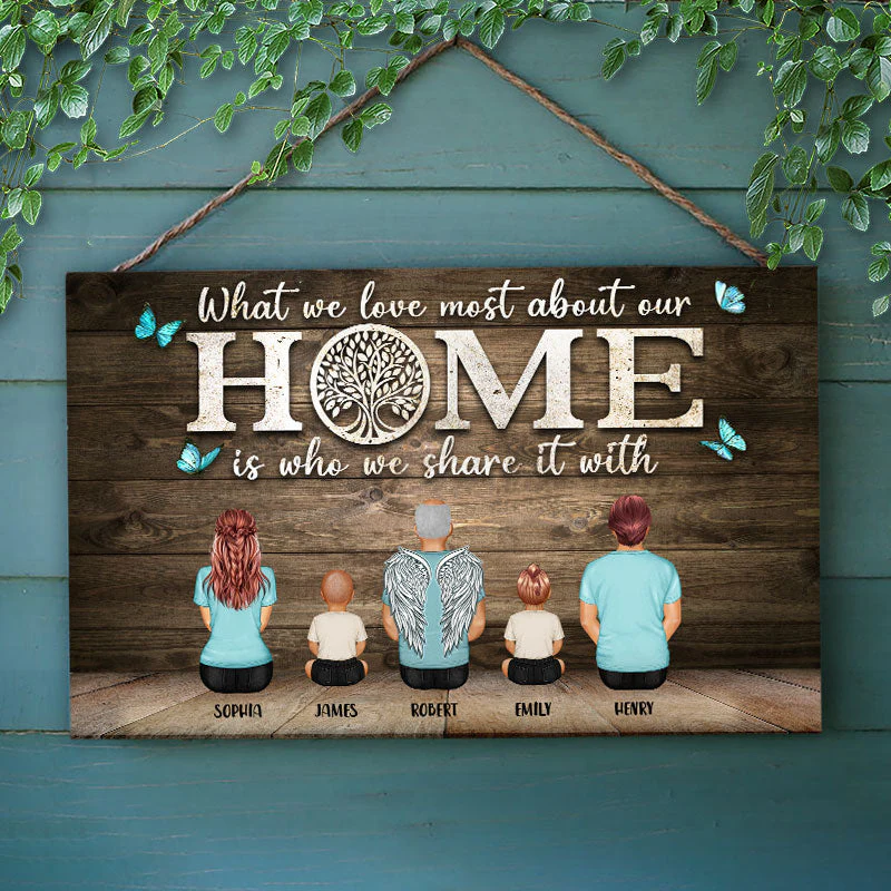 What We Love Most About Our Home - Family Gift - Personalized Custom Wood Rectangle Sign - Image 2
