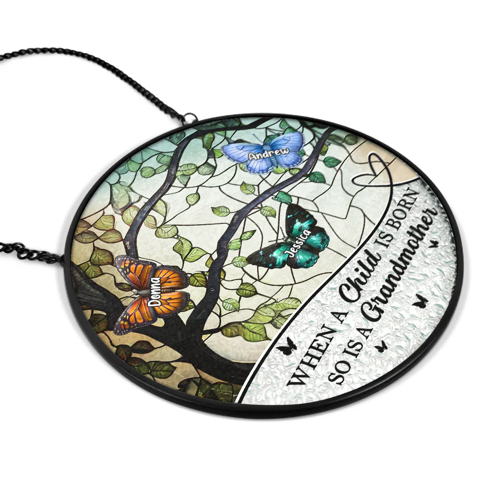 When A Child Is Born - Personalized Stained Glass Window Hanging Suncatcher - Image 2