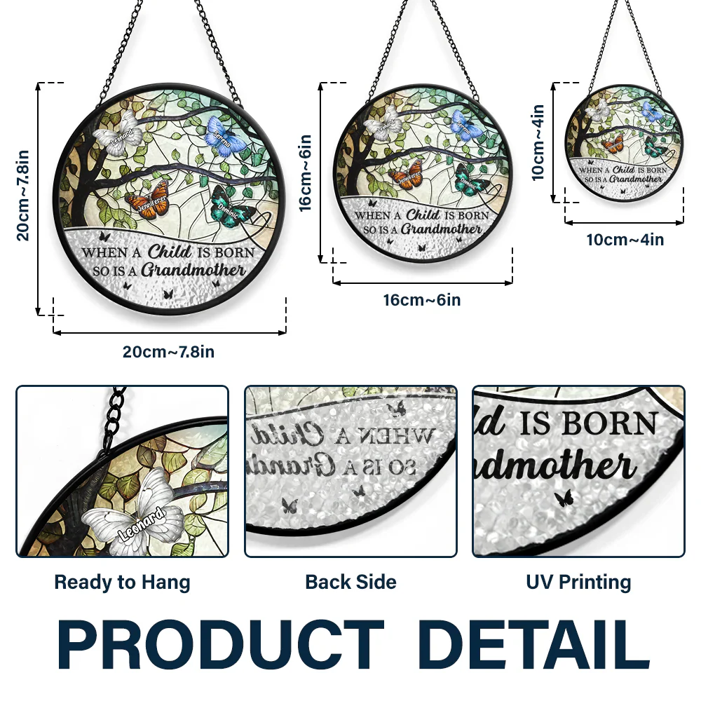 When A Child Is Born - Personalized Stained Glass Window Hanging Suncatcher - Image 3