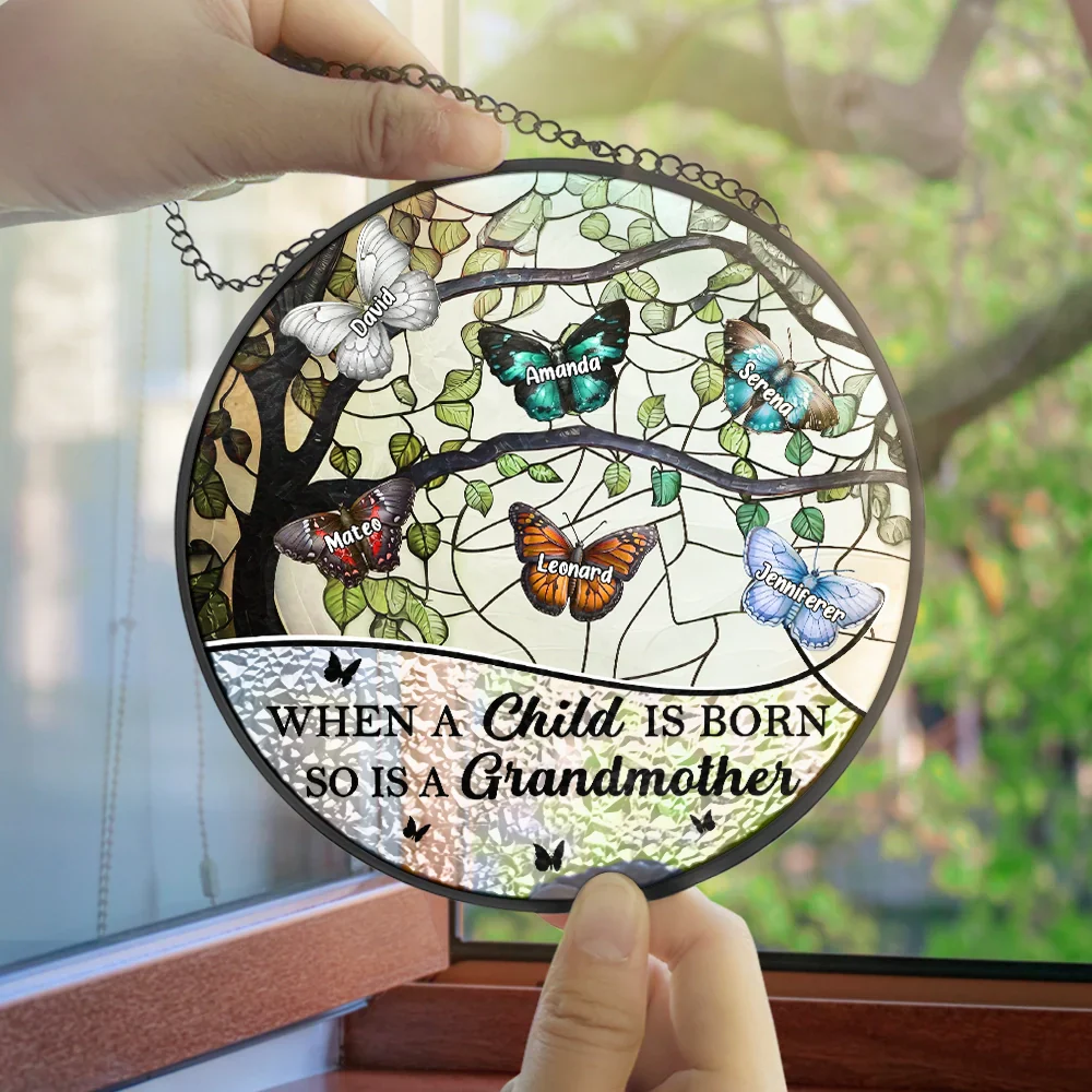 When A Child Is Born - Personalized Stained Glass Window Hanging Suncatcher - Image 4