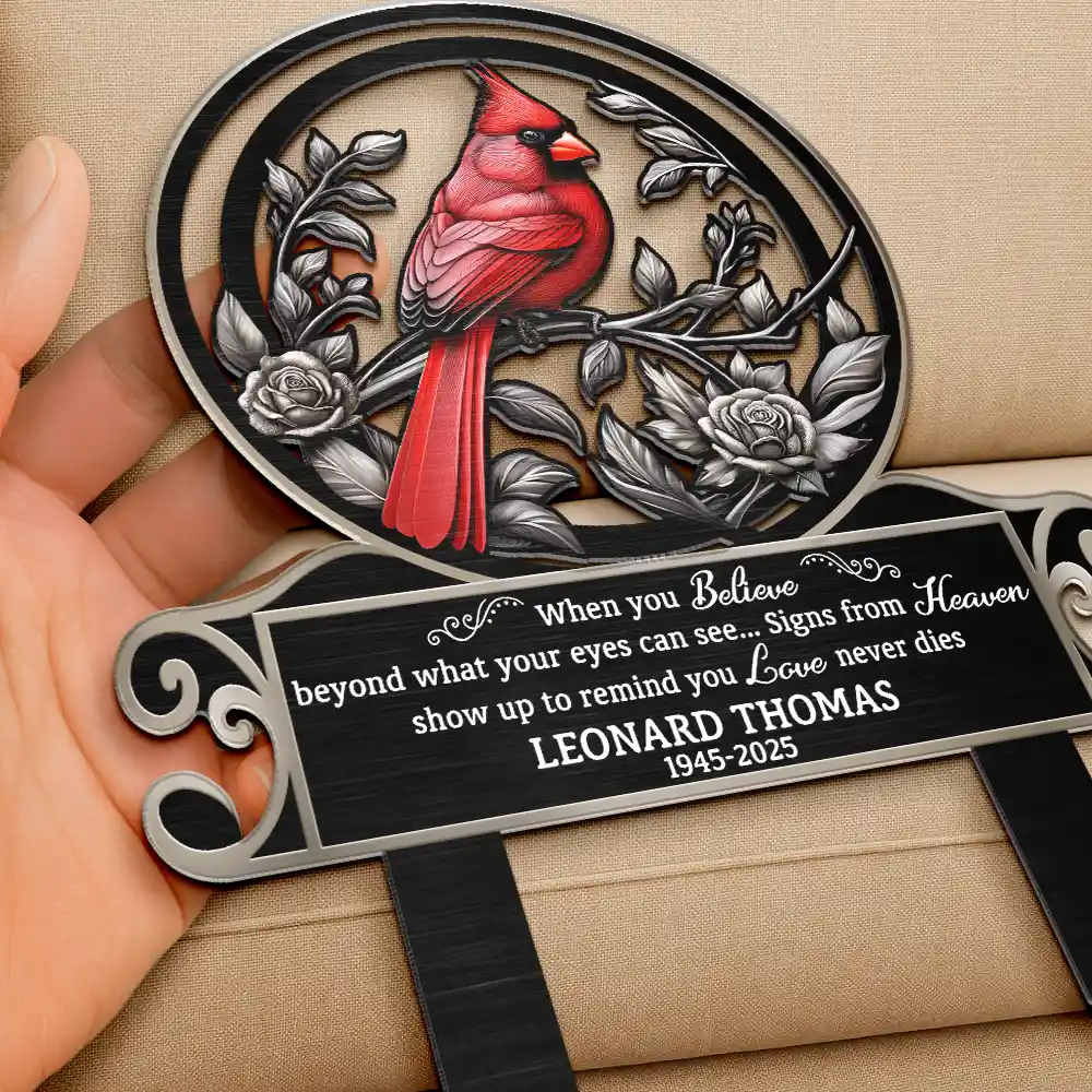 When Cardinals Appear - Personalized Metal Garden Stake - Image 3