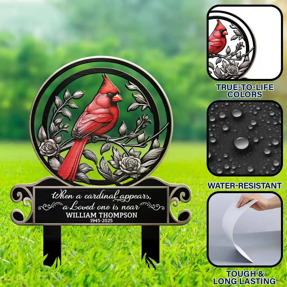 When Cardinals Appear - Personalized Metal Garden Stake - Image 6