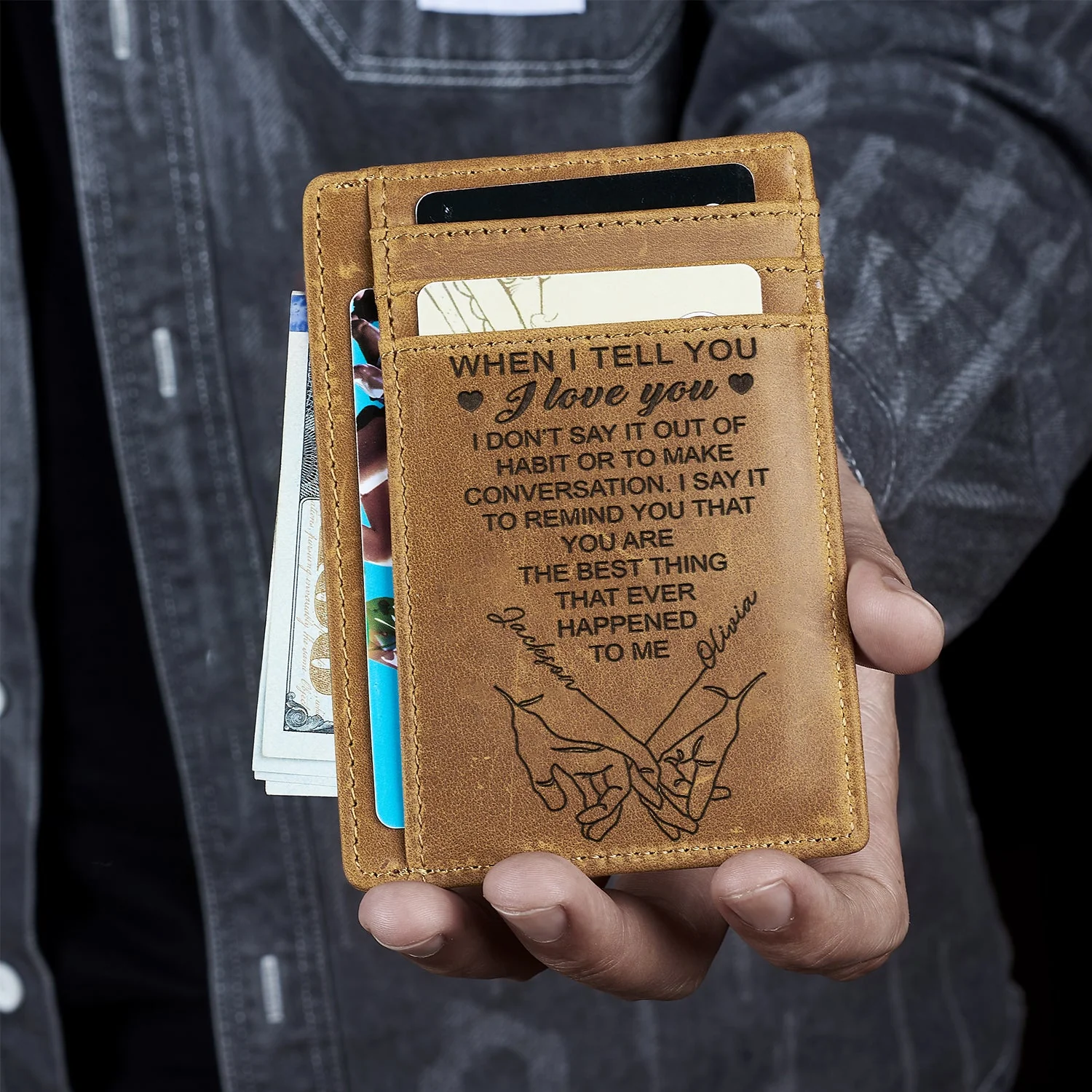 When I Tell You I Love You - Gift For Couples, Husband, Wife - Personalized Card Wallet - Image 4