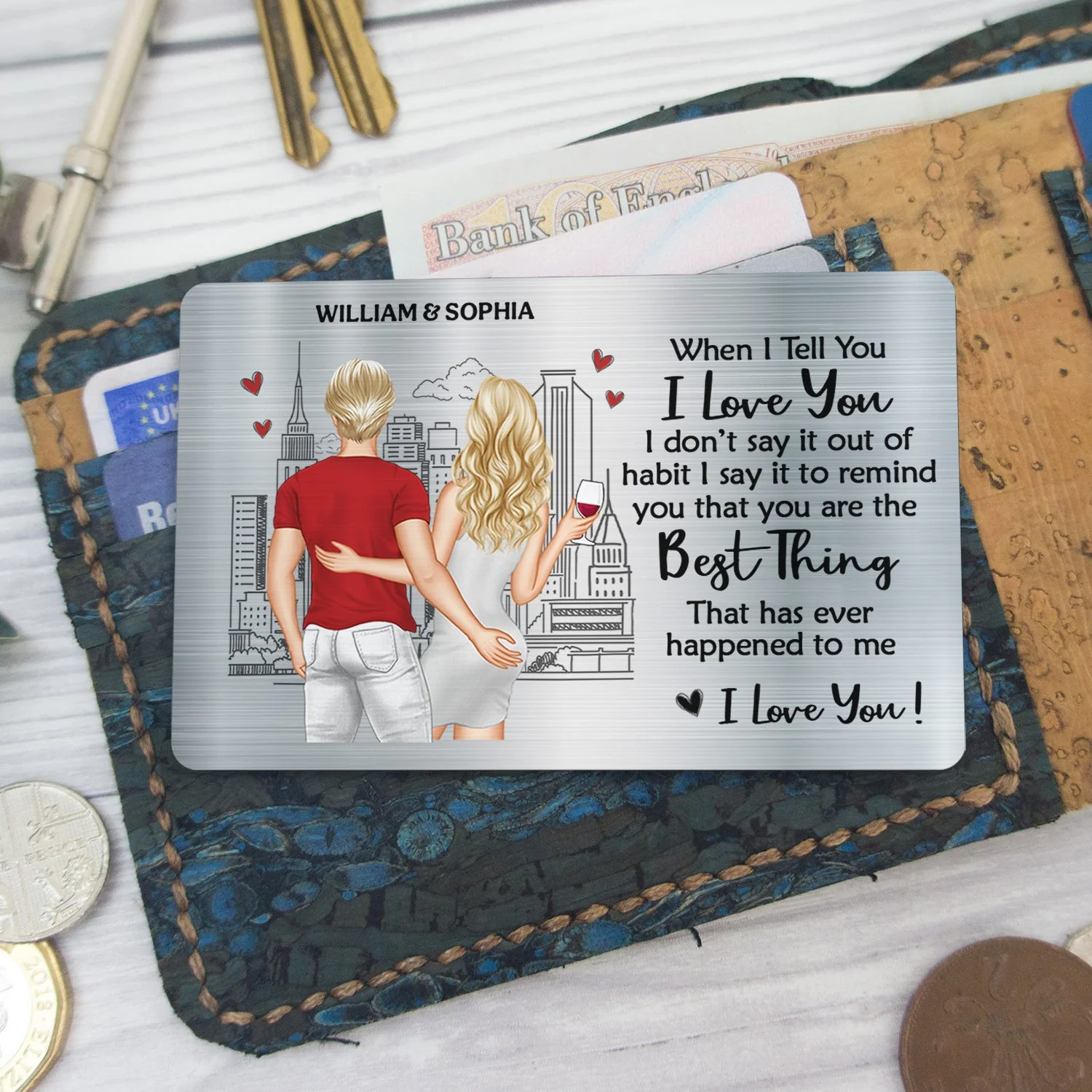 When I Tell You I Love You - Gift For Couples - Personalized Aluminum Wallet Card - Image 4