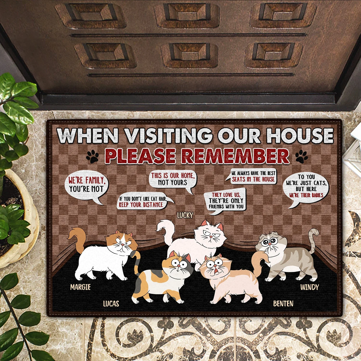 When Visiting Our House Please Remember - Decor Gift For Cat Lovers - Personalized Doormat - Image 2