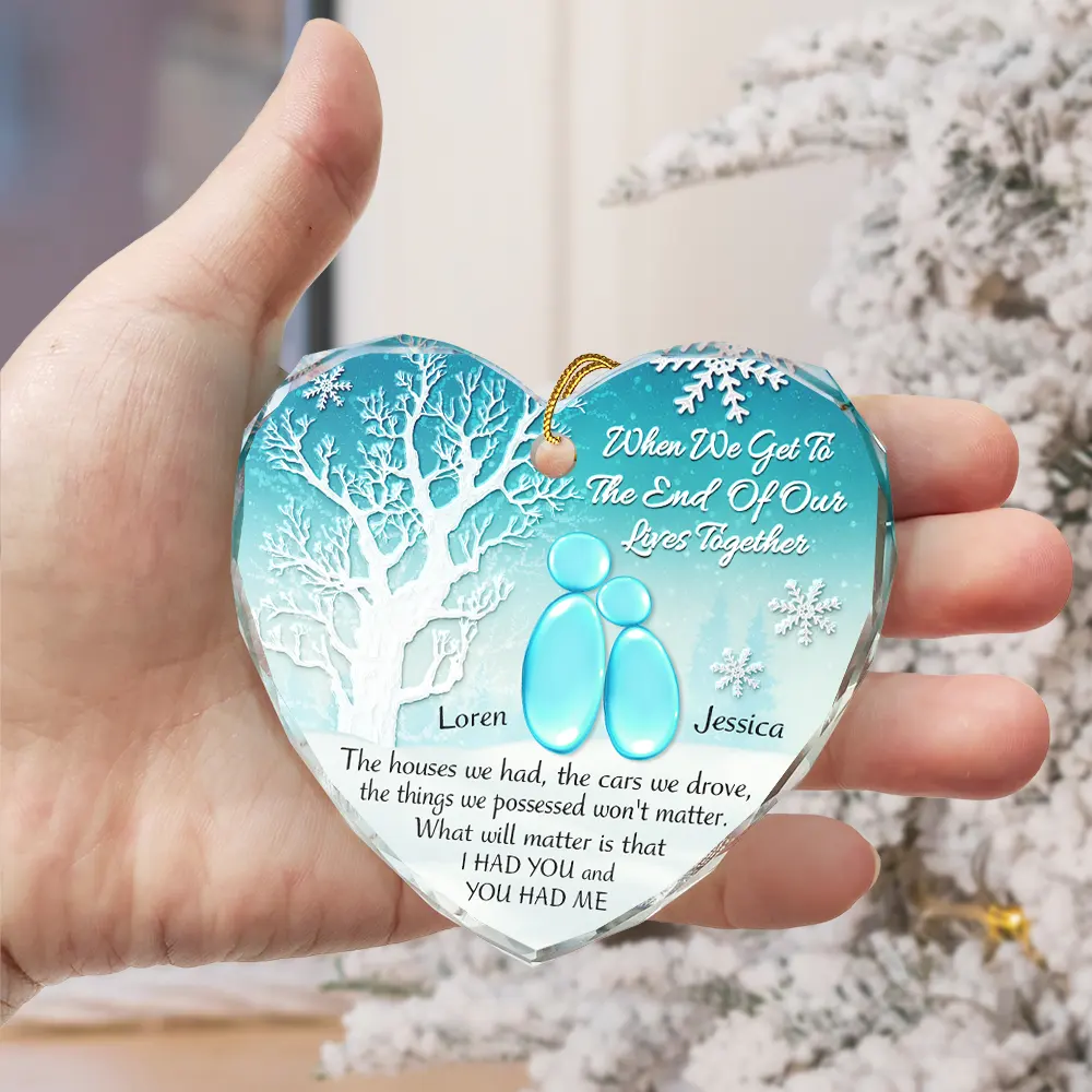 When We Get To The End - Personalized Heart Shaped Glass Ornament - Image 3