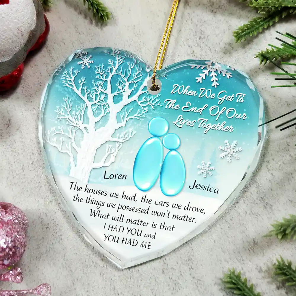 When We Get To The End - Personalized Heart Shaped Glass Ornament - Image 4