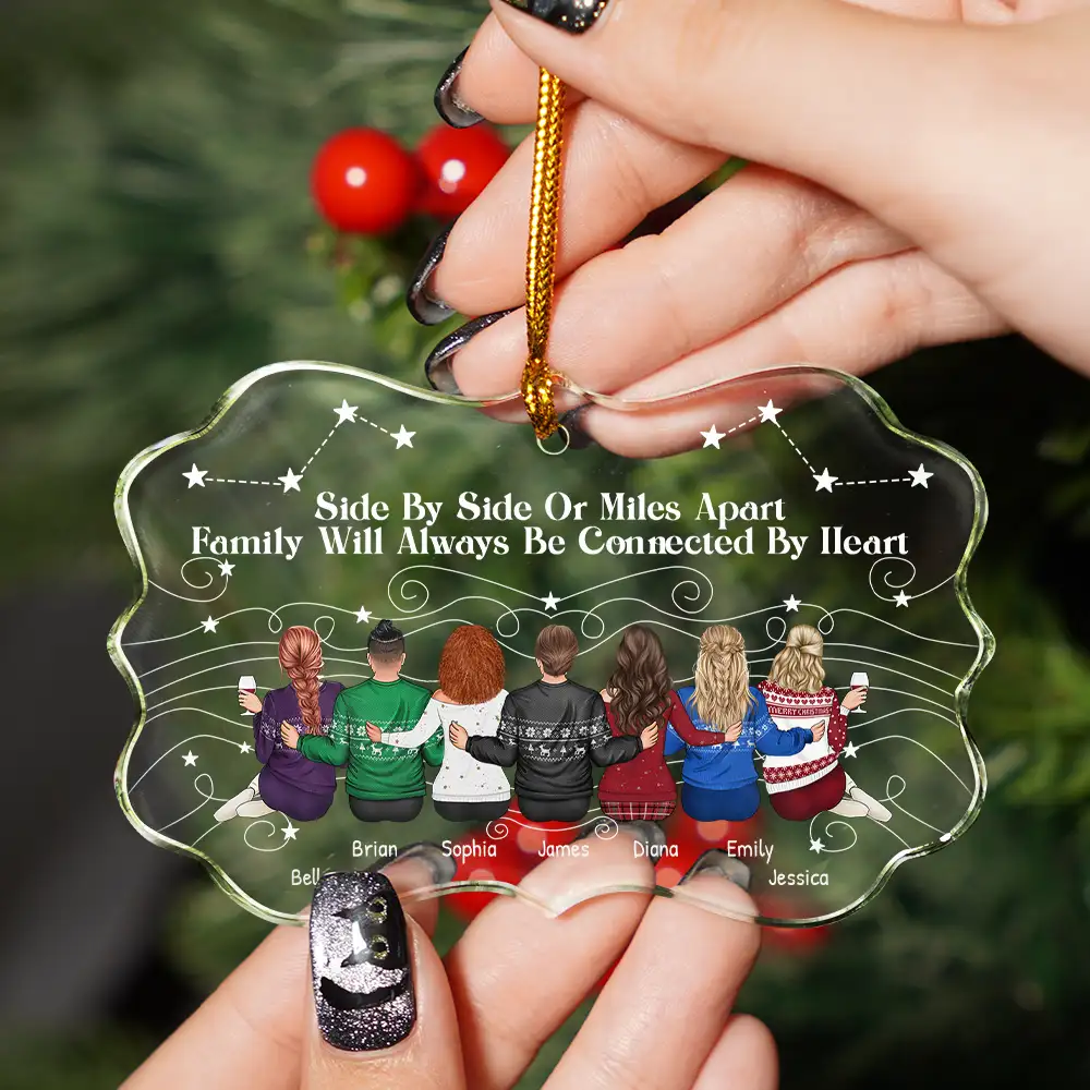 When You Are Family The Miles Don't Matter - Personalized Medallion Glass Ornament - Image 2