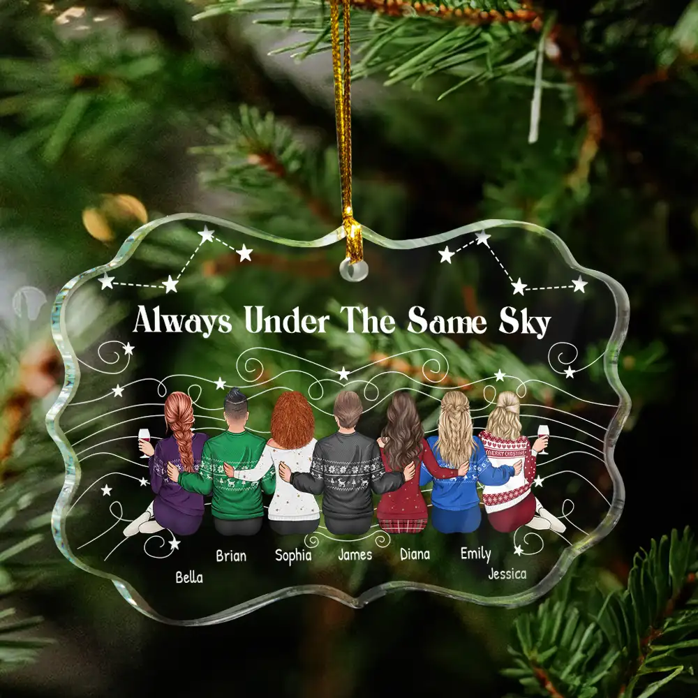 When You Are Family The Miles Don't Matter - Personalized Medallion Glass Ornament - Image 4