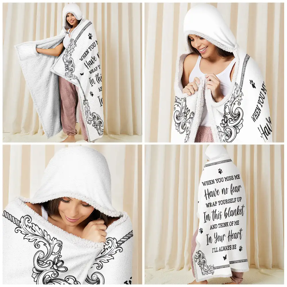 When You Miss Me Memorial Chinoiserie Toile Dog Cat - Personalized Wearable Hooded Blanket - Image 6