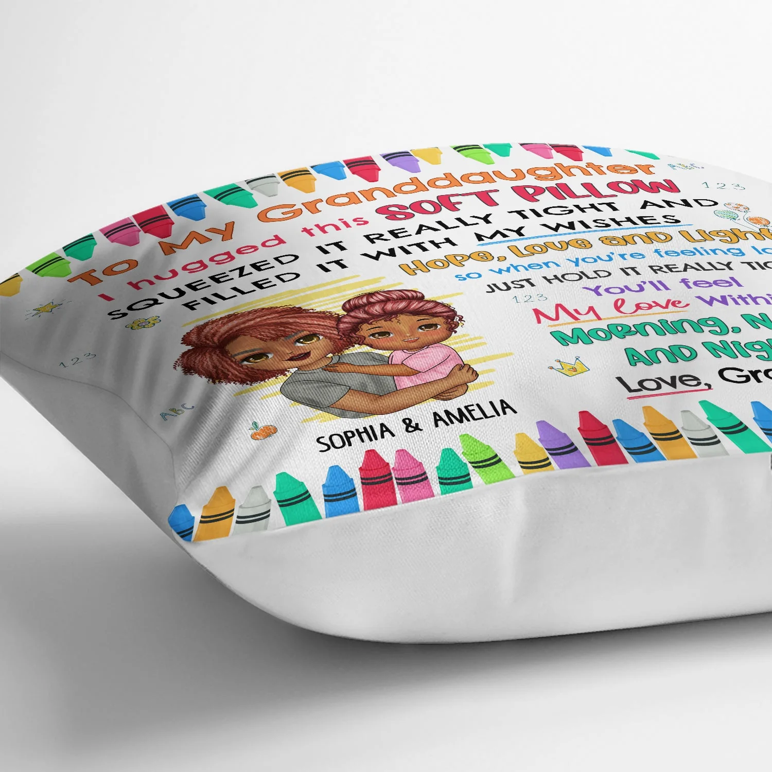When You're Feeling Low Just Hold It Tightly - Gift For Granddaughter, Grandson, Kids - Personalized Pillow - Image 3